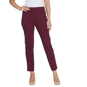 Susan Graver Ponte Knit Slim Leg Ankle Pants